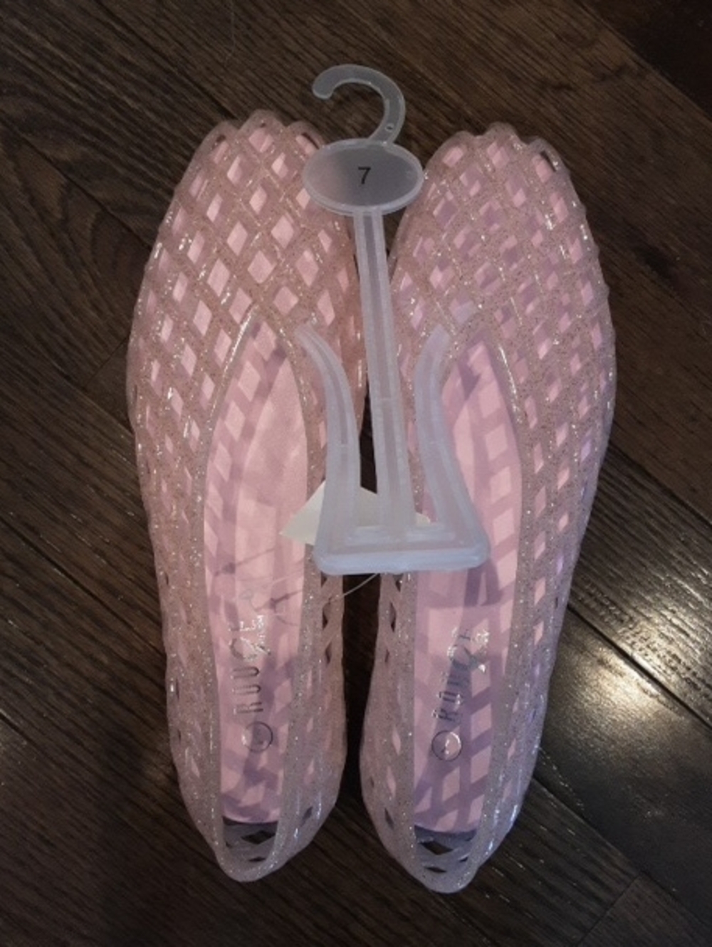 NEW Women's Pink Glitter Jelly Ballet Flats